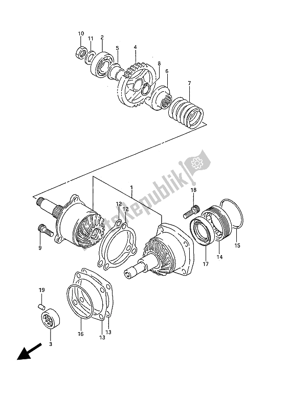 All parts for the Secondary Drive Gear of the Suzuki VS 750 GL Intruder 1985