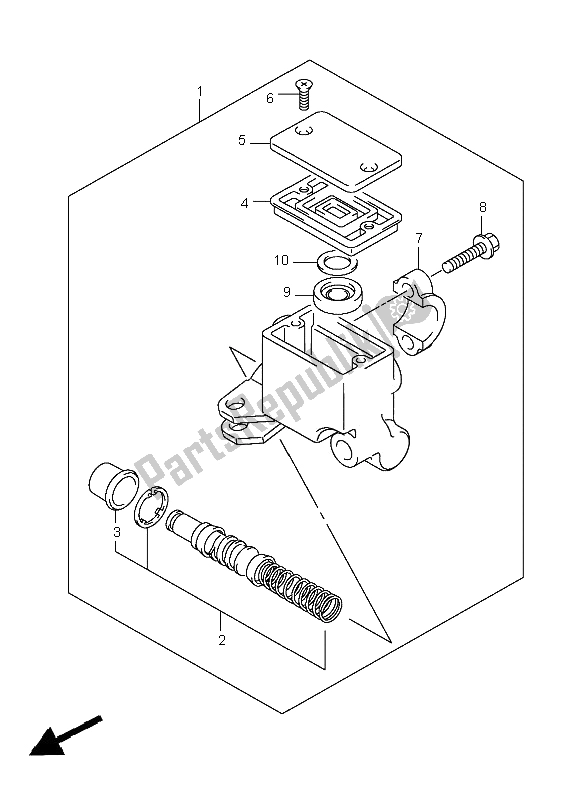 All parts for the Front Master Cylinder of the Suzuki LT A 400F Kingquad 4X4 2009