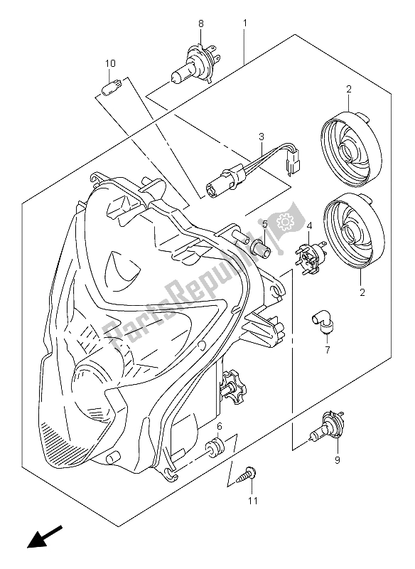 Tutte le parti per il Proiettore (e2-e19) del Suzuki GSX R 600 2004