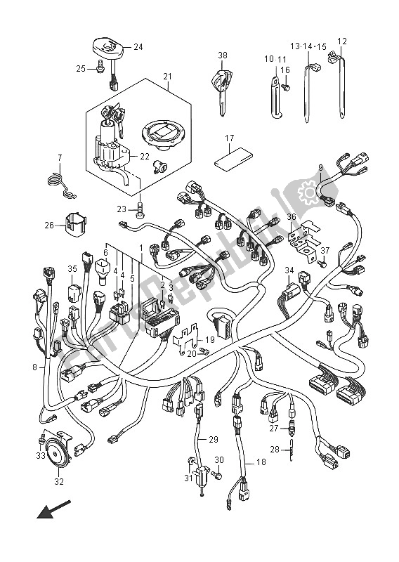 All parts for the Wiring Harness (gsx1300ra E02) of the Suzuki GSX 1300 RA Hayabusa 2016
