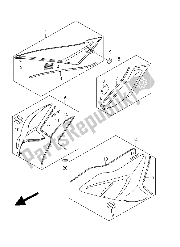 Tutte le parti per il Coperchio Del Serbatoio Del Carburante del Suzuki GSX R 600 2011