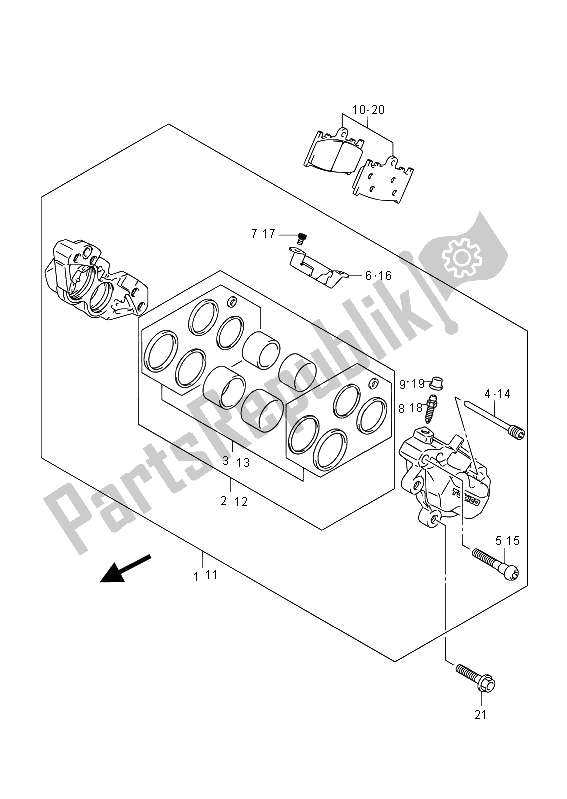 Alle onderdelen voor de Voor Remklauw (gsf650a) van de Suzuki GSF 650 Sasa Bandit 2012