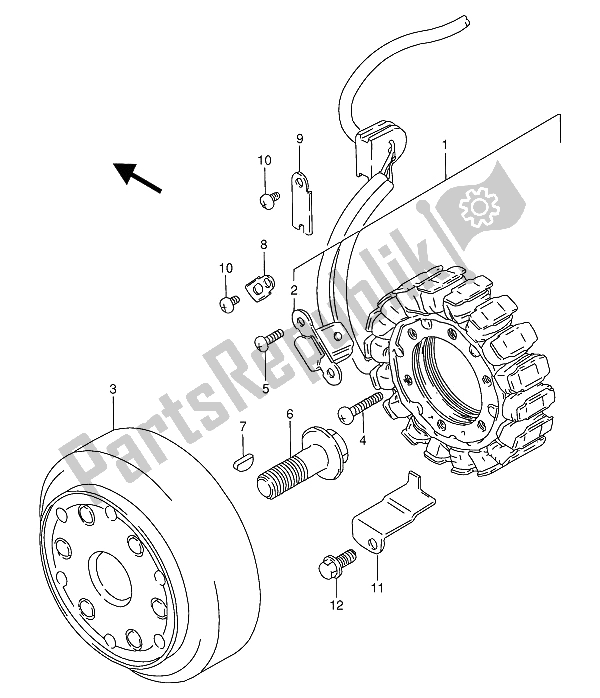 All parts for the Magneto of the Suzuki VS 800 GL Intruder 1992