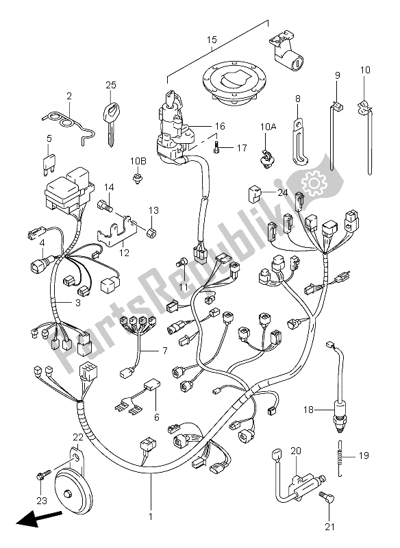 All parts for the Wiring Harness of the Suzuki TL 1000R 2001