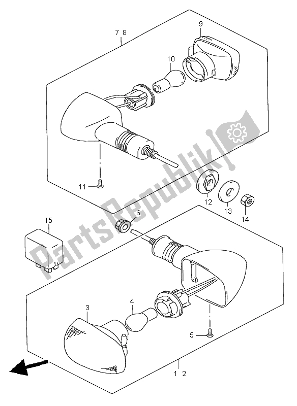 Tutte le parti per il Indicatore Di Direzione del Suzuki GSX 750 2001