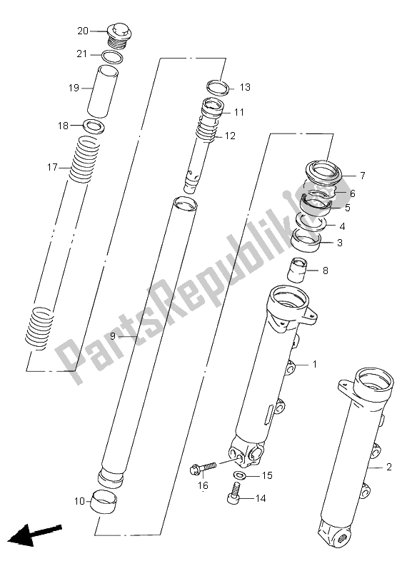 All parts for the Front Damper of the Suzuki GSF 600 NS Bandit 1998