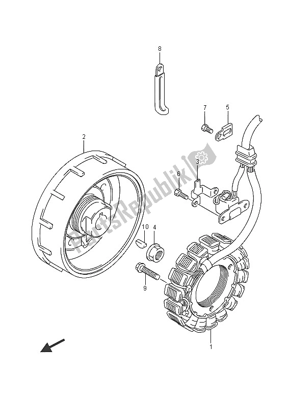 All parts for the Magneto of the Suzuki LT F 400F Kingquad FSI 4X4 2016