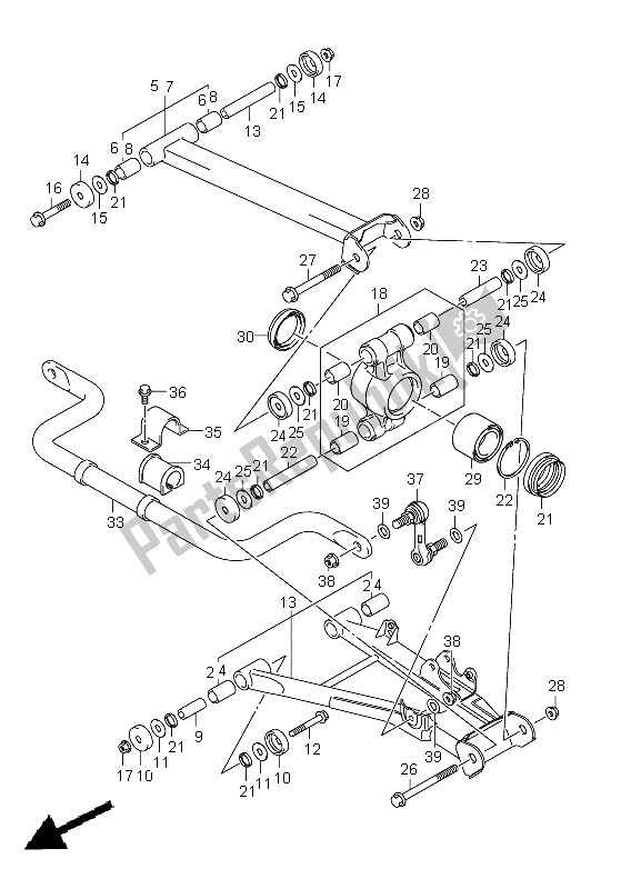 All parts for the Rear Suspension Arm of the Suzuki LT A 750 XPZ Kingquad AXI 4X4 2012