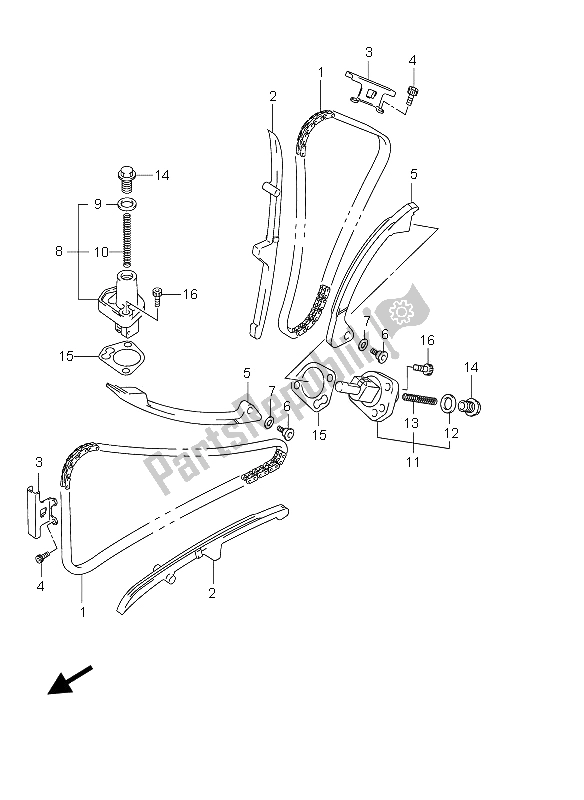 All parts for the Cam Chain of the Suzuki DL 650 V Strom 2005