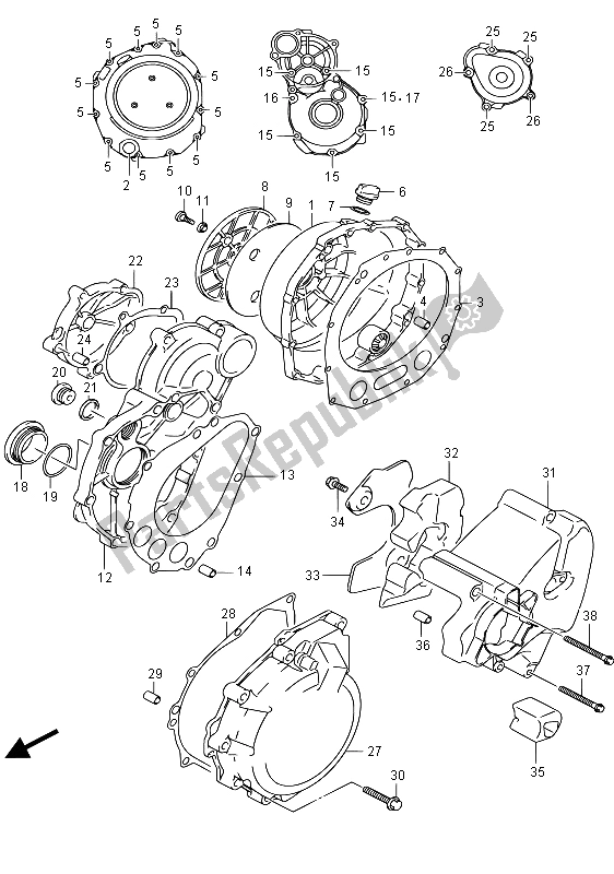 Alle onderdelen voor de Carter Deksel van de Suzuki GSX 1300 RA Hayabusa 2015