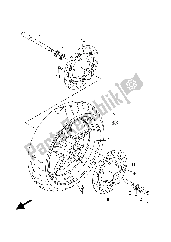 Tutte le parti per il Ruota Anteriore (sfv650 E21) del Suzuki SFV 650A Gladius 2012