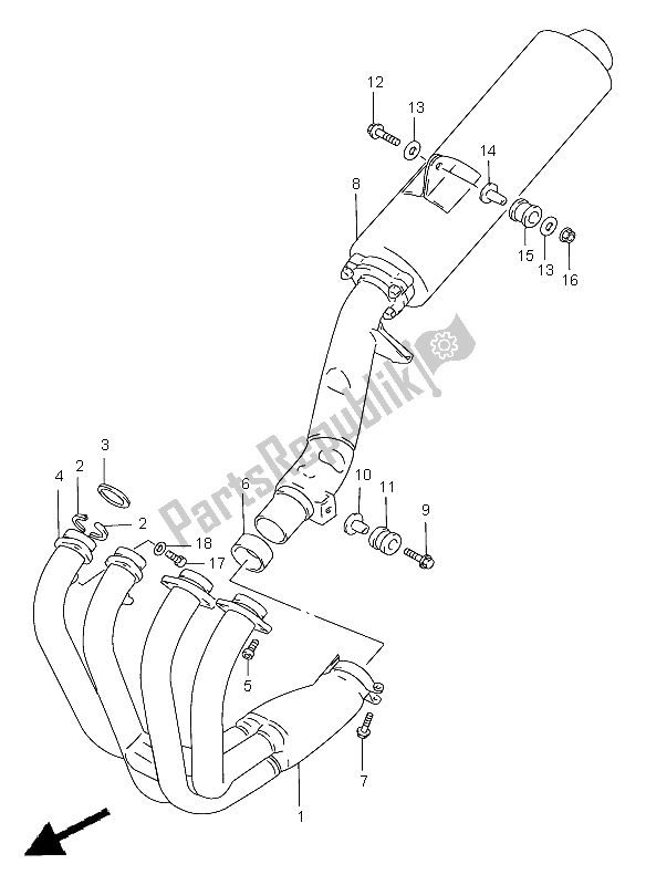 Todas las partes para Silenciador de Suzuki GSF 1200 Nssa Bandit 1998