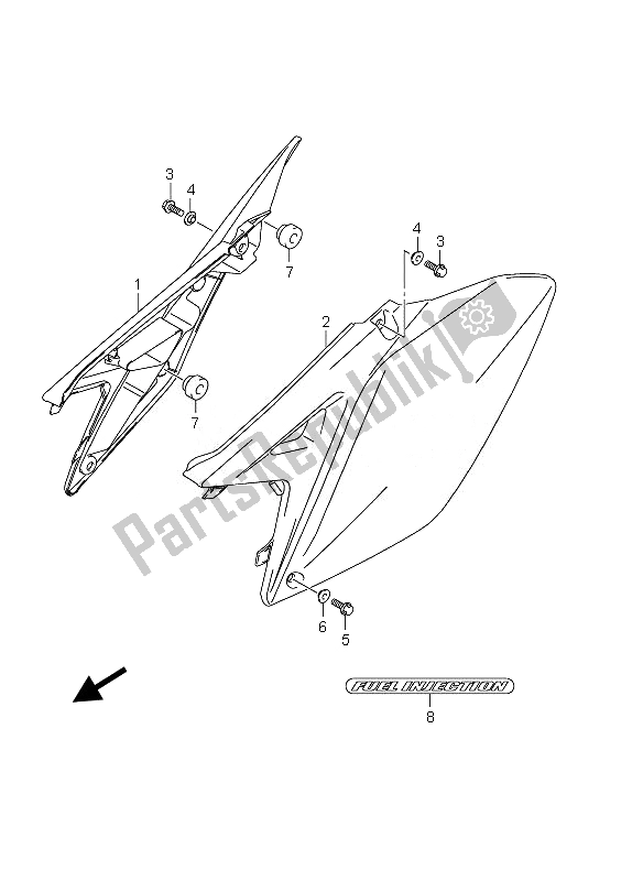 All parts for the Frame Cover of the Suzuki RM Z 250 2010