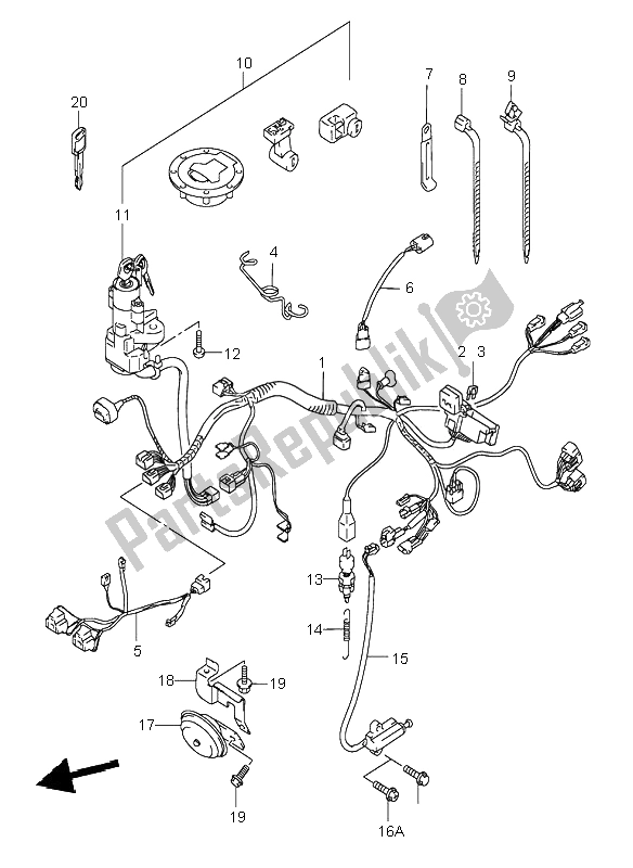 All parts for the Wiring Harness of the Suzuki GSX 600F 2002