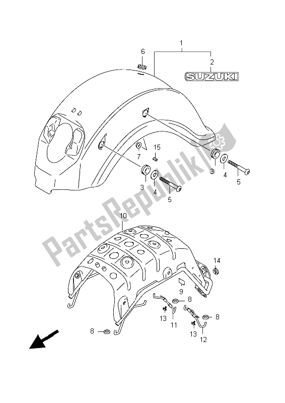 All parts for the Rear Fender (vl800ue E19) of the Suzuki C 800 VL Intruder 2012