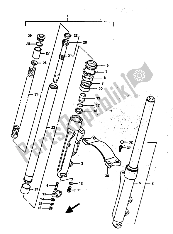 All parts for the Front Fork (gv1400gc) of the Suzuki GV 1400 Gdgcgt 1986