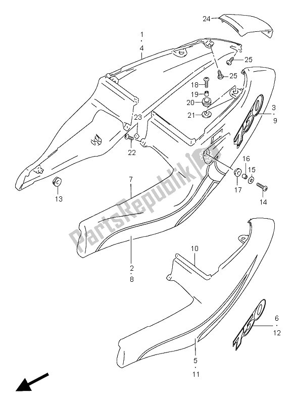 Alle onderdelen voor de Frame Afdekking van de Suzuki GSX R 750 1999