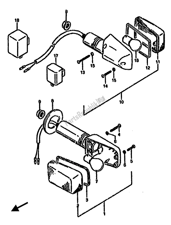 All parts for the Turnsignal Lamp of the Suzuki GSX 750F 1993