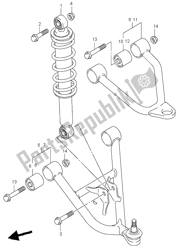 All parts for the Suspension Arm of the Suzuki LT F 250 Ozark 2003