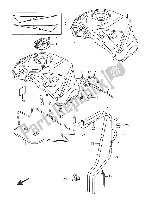 Tutte le parti per il Serbatoio Carburante (gsx-r1000a) del Suzuki GSX R 1000A 2016