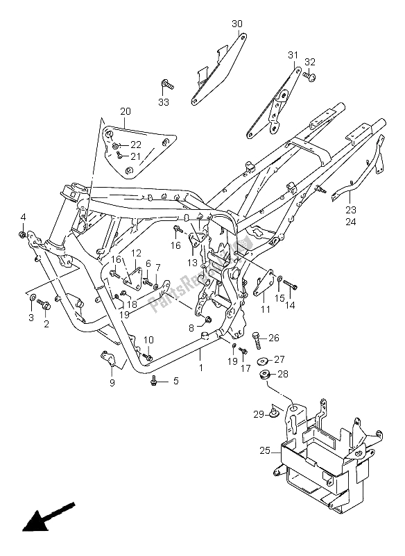 Alle onderdelen voor de Kader van de Suzuki VX 800 1996