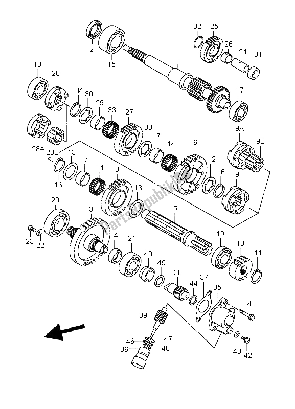 Toutes les pièces pour le Transmission (2) du Suzuki LT A 400F Eiger 4X4 2004