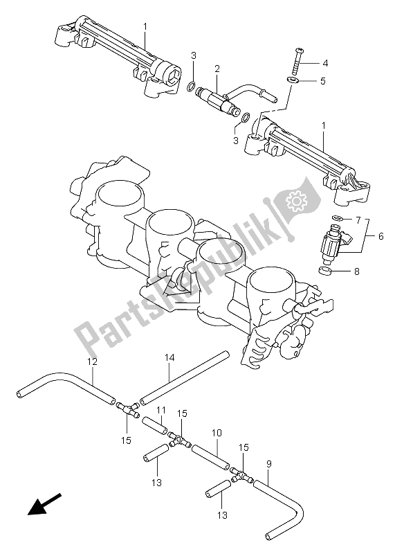 Tutte le parti per il Tubo Flessibile Del Corpo Farfallato E Giunto del Suzuki GSX R 750X 2005