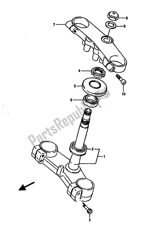 All parts for the Steering Stem of the Suzuki GSX R 750 1988