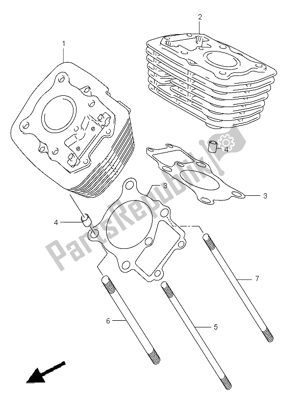 All parts for the Cylinder of the Suzuki VL 125 Intruder 2006