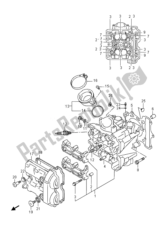 Todas las partes para Culata (delantera) de Suzuki DL 650A V Strom 2014