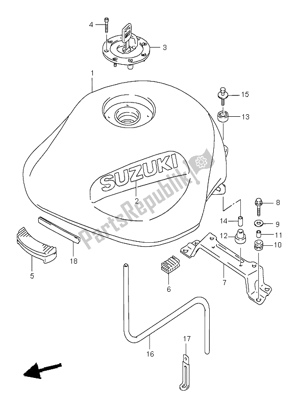 All parts for the Fuel Tank of the Suzuki GSF 600N Bandit 1996
