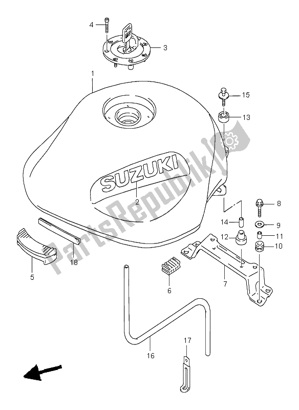 All parts for the Fuel Tank of the Suzuki GSF 600N Bandit 1996