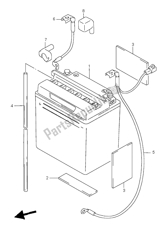 Todas as partes de Bateria do Suzuki GS 500E 1995