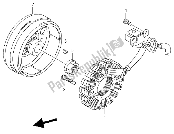 All parts for the Magneto of the Suzuki LT F 250 Ozark 2003