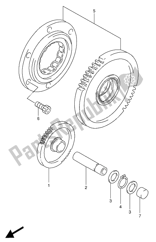 All parts for the Starter Clutch of the Suzuki GSX R 1100W 1994