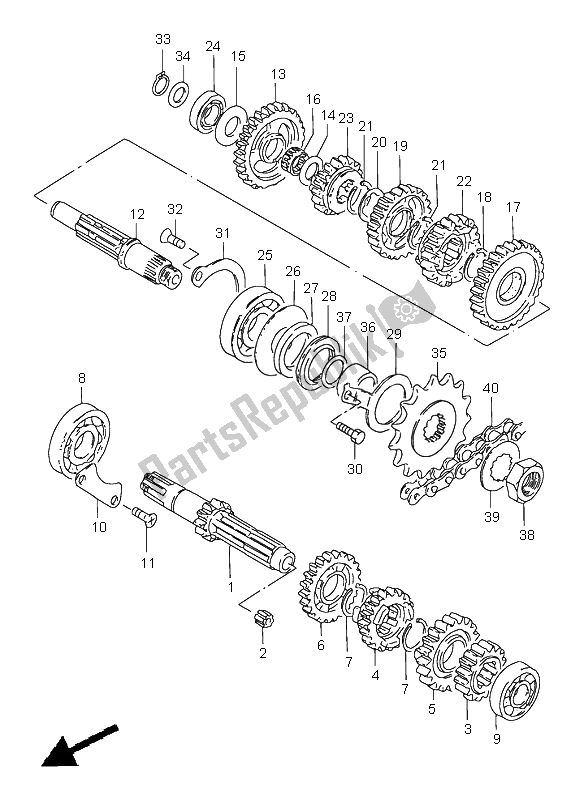 All parts for the Transmission of the Suzuki GN 250E 1998