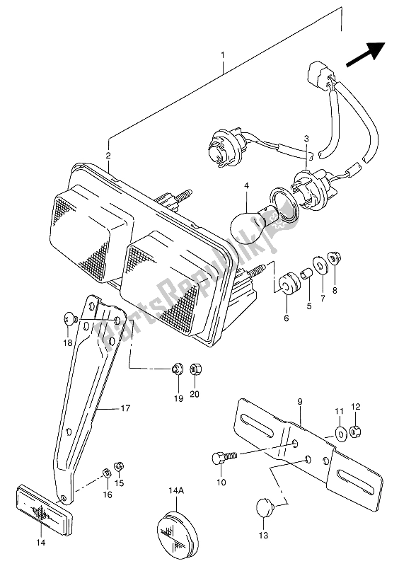 Todas las partes para Luz De Combinación Trasera de Suzuki RG 125 FU Gamma 1992