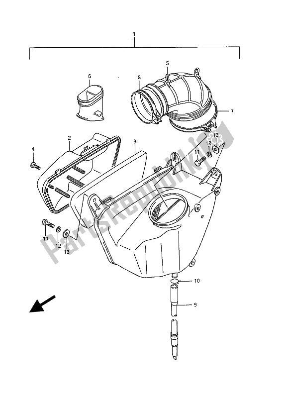 Toutes les pièces pour le Filtre à Air (arrière) du Suzuki VS 1400 GLP Intruder 1989