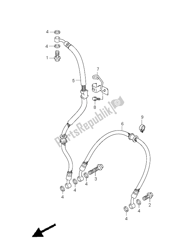 All parts for the Front Brake Hose of the Suzuki GSX R 1000 2006
