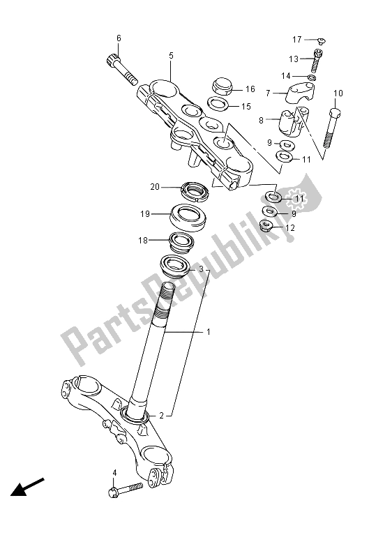 Tutte le parti per il Gambo Dello Sterzo del Suzuki GSF 1250 SA Bandit 2015