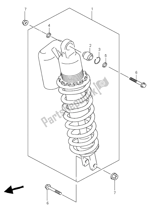 All parts for the Rear Shock Absorber of the Suzuki DR Z 400S 2004