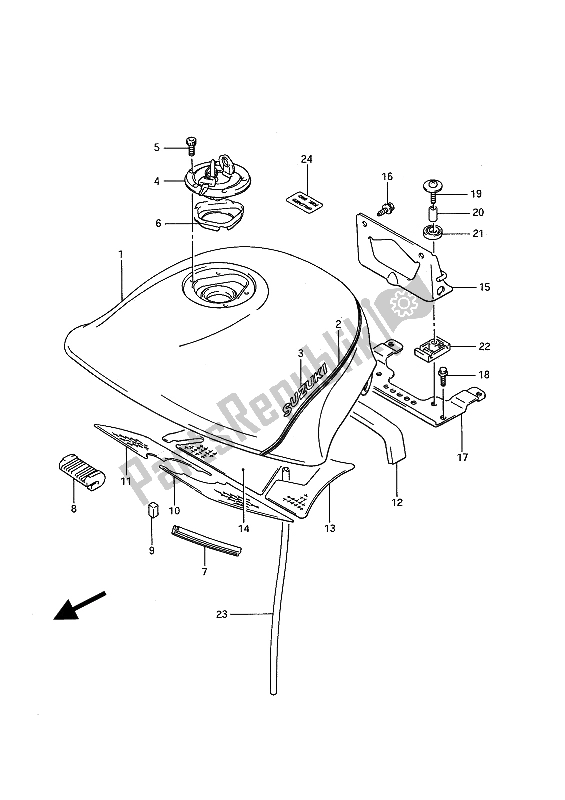 Todas las partes para Tanque De Combustible (gsx1100) de Suzuki GSX 1100F 1988