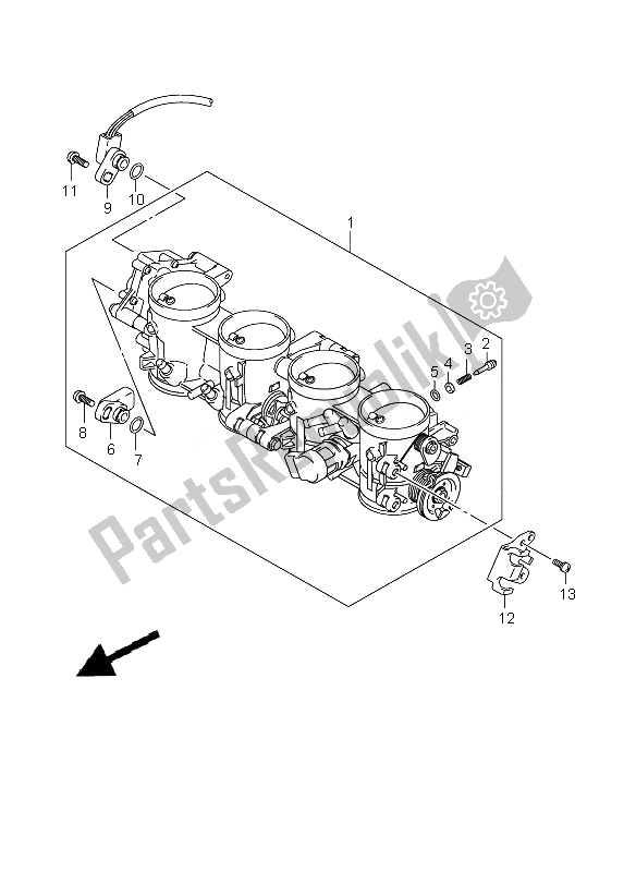 All parts for the Throttle Body of the Suzuki GSX 1300 BKA B King 2010