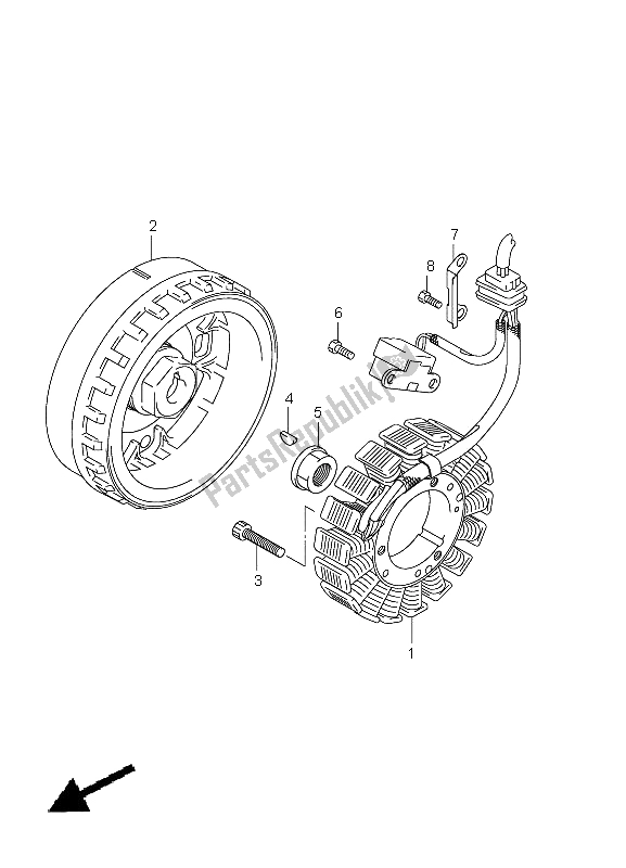 All parts for the Magneto of the Suzuki LT A 500 XPZ Kingquad AXI 4X4 2009