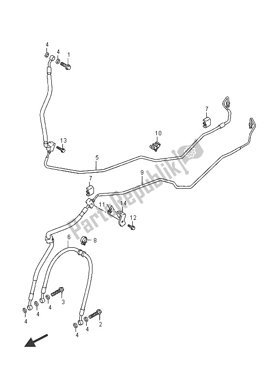 Alle onderdelen voor de Voorremslang van de Suzuki DL 1000A V Strom 2016