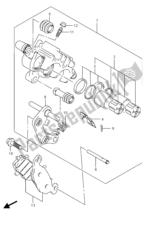 All parts for the Front Caliper (e02) of the Suzuki VL 800 Intruder 2015