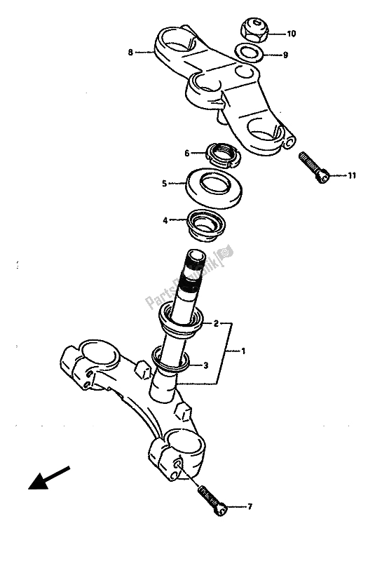 All parts for the Steering Stem of the Suzuki RGV 250 1989