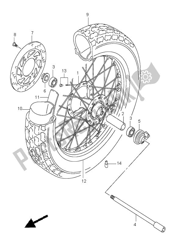 All parts for the Front Wheel of the Suzuki RV 125 Vanvan 2006