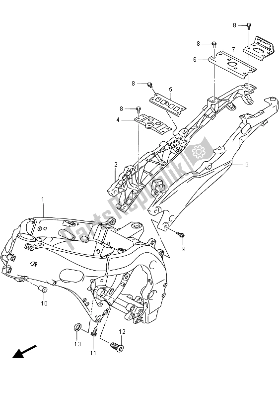 Tutte le parti per il Telaio del Suzuki GSX R 750 2015