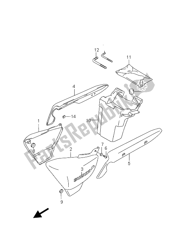 All parts for the Frame Cover of the Suzuki GZ 125 Marauder 2004